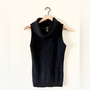 BCBG Cashmere Blend Sleeveless Cowl Neck in Black with Metallic Accent- Size M